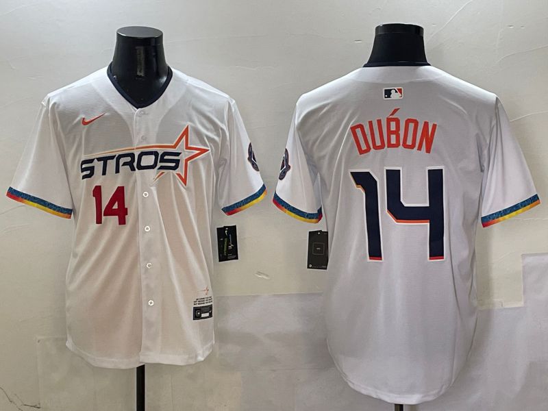 Men Houston Astros #14 Dubon White Fourth generation Joint Name Nike 2025 MLB Jersey style 3->houston astros->MLB Jersey